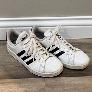 Adidas Classic White Sneakers with Black Stripes